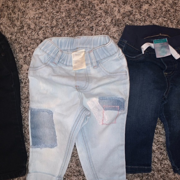 Bundle of 3 baby girl jeans all in size 6-9 months. Dark, black and light wash. - Picture 1 of 6